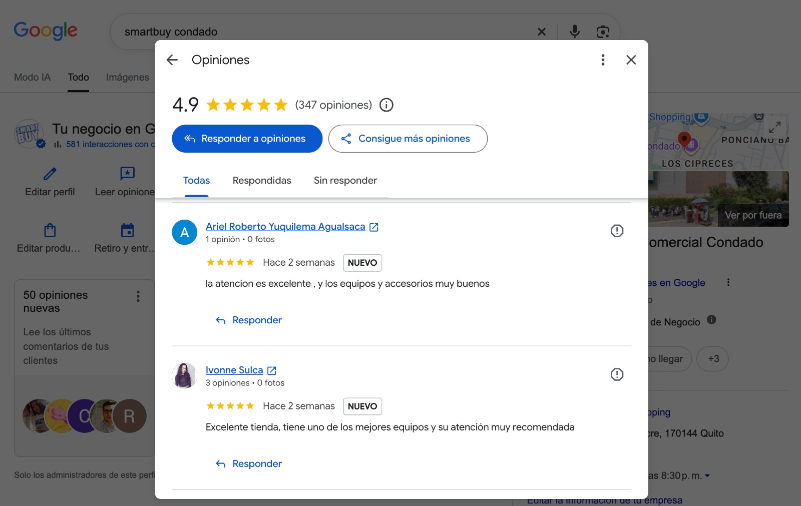 Reseñas de Google Business de SmartBuy Condado, Quito