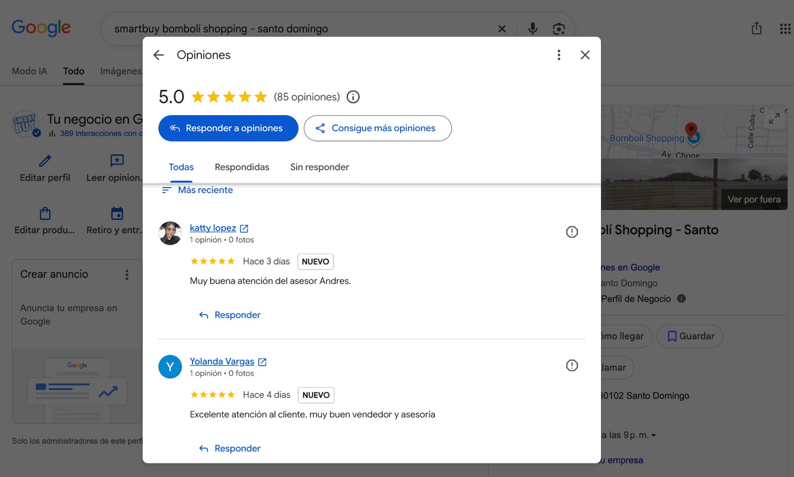 Reseñas de Google Business de SmartBuy Bombolí Shopping, Santo Domingo