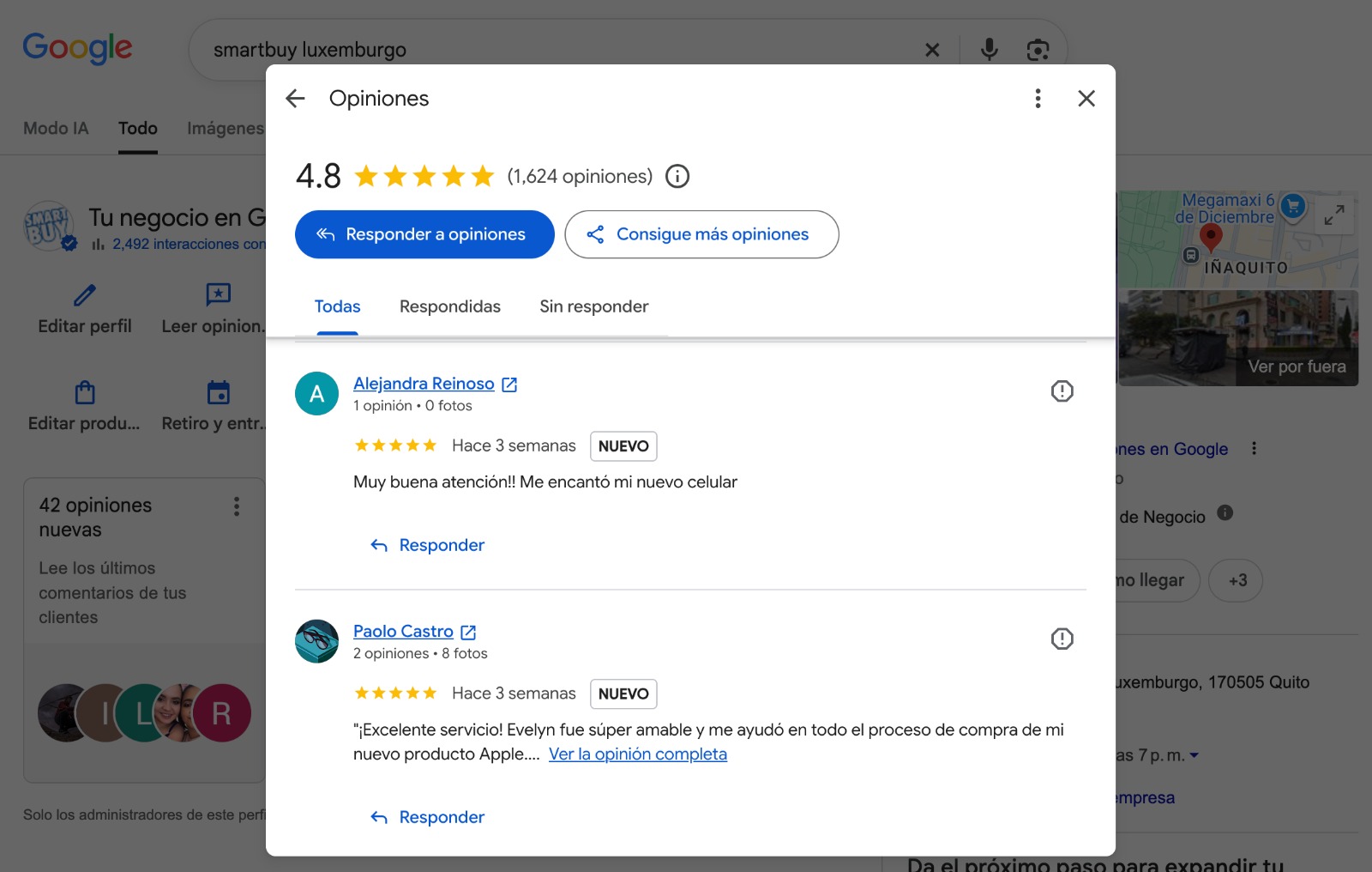 Reseñas de Google Business de SmartBuy Luxemburgo, Quito